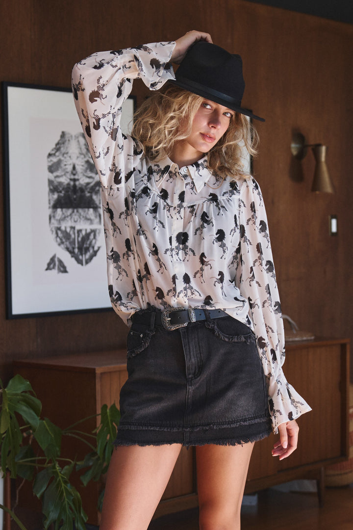 midnight stallion blouse - ivory black (additional view)