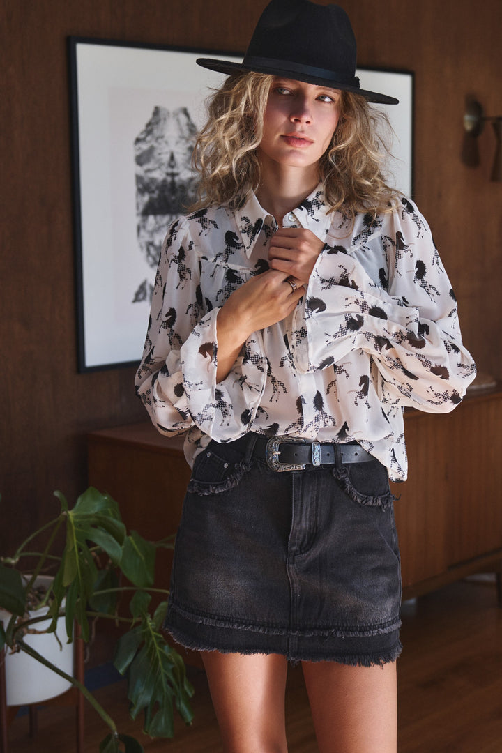 midnight stallion blouse - ivory black (additional view)