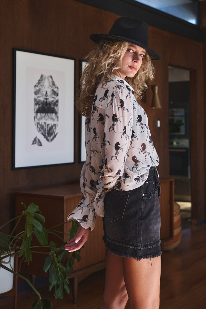 midnight stallion blouse - ivory black (additional view)