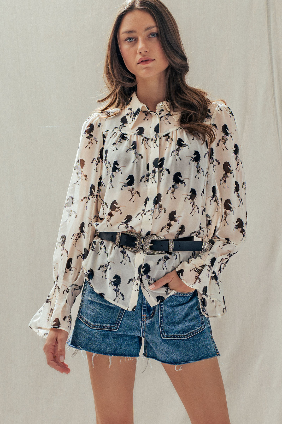 midnight stallion blouse - ivory black (additional view)