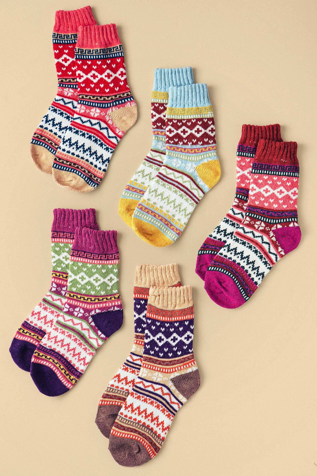 isle knit socks - assorted 10pairs