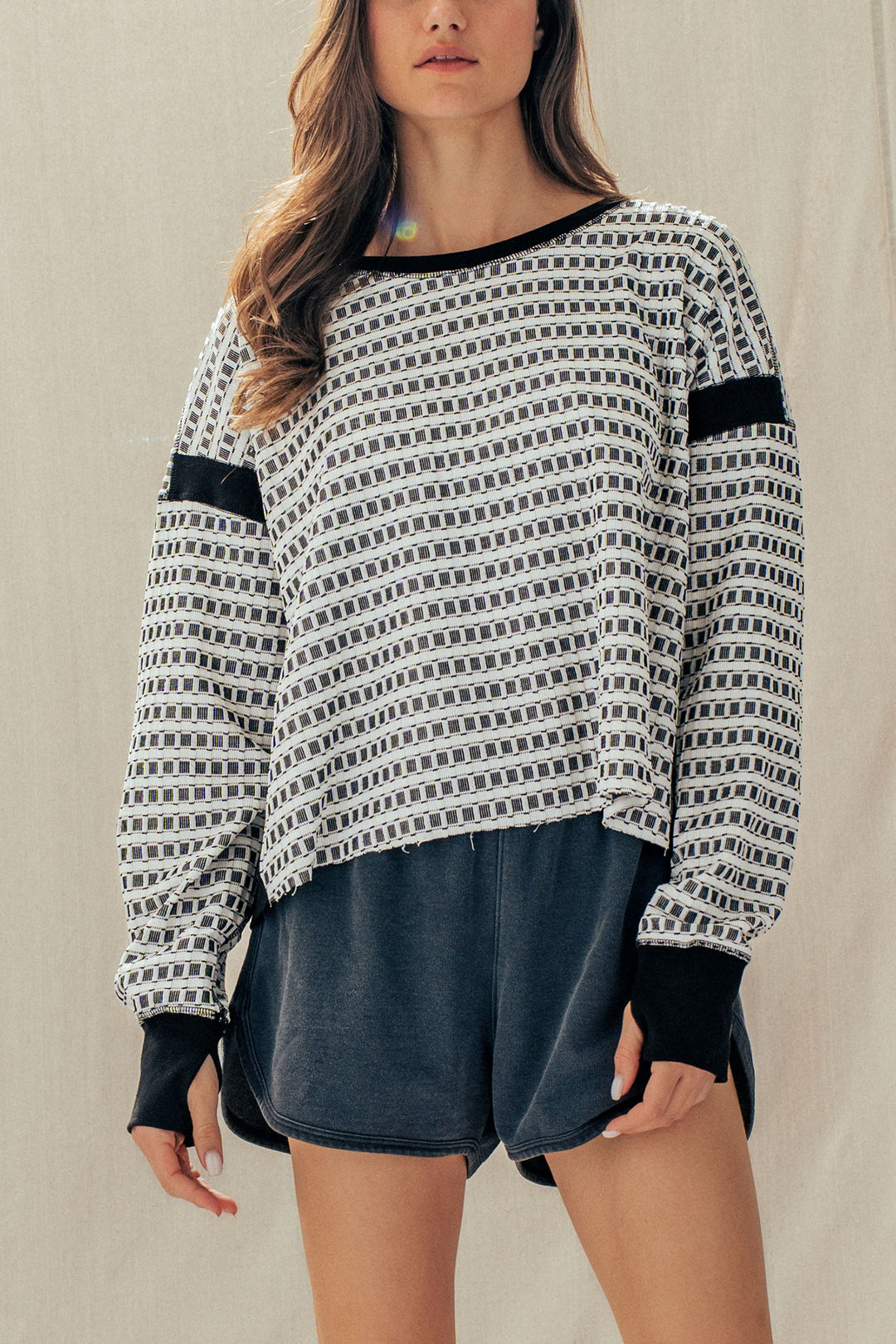 reversible back cross detail pullover - ivory black (additional view)