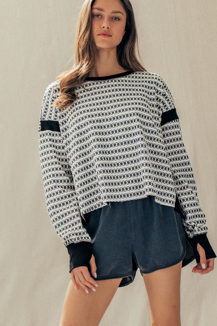 reversible back cross detail pullover - ivory black (additional view)