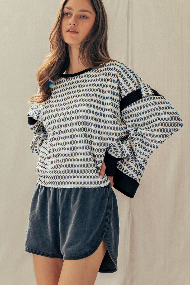 reversible back cross detail pullover - ivory black (additional view)