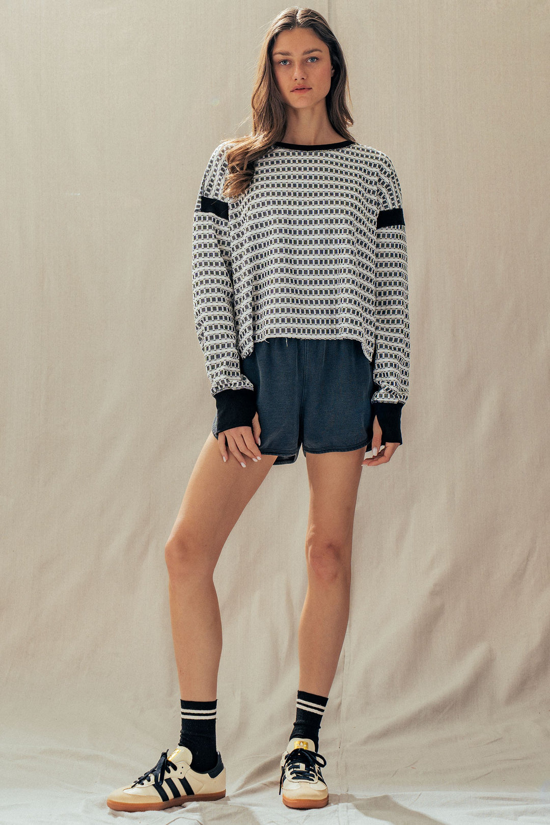 reversible back cross detail pullover - ivory black (additional view)