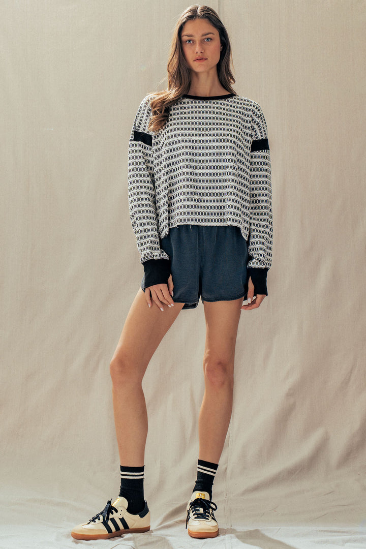 reversible back cross detail pullover - ivory black (additional view)