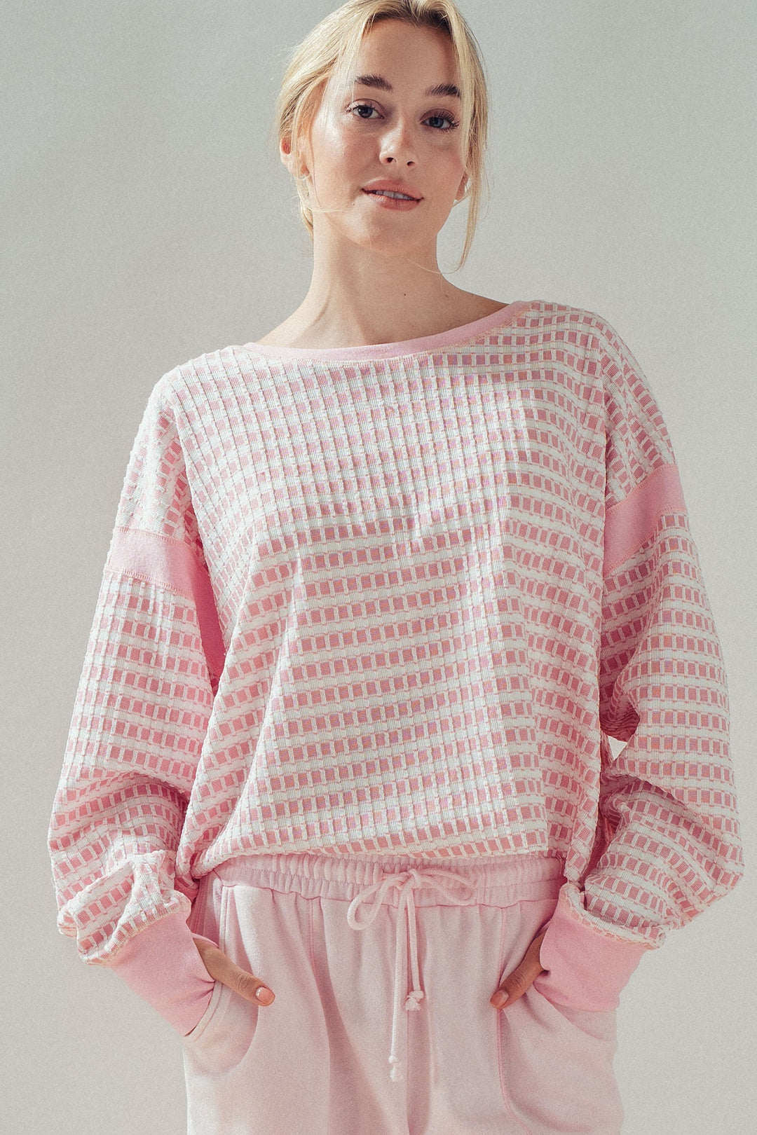 reversible back cross detail pullover - ivory pink (additional view)
