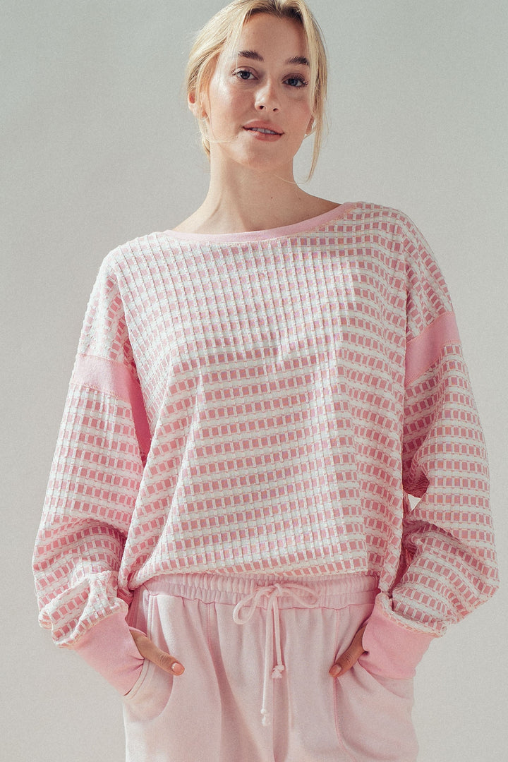 reversible back cross detail pullover - ivory pink (additional view)
