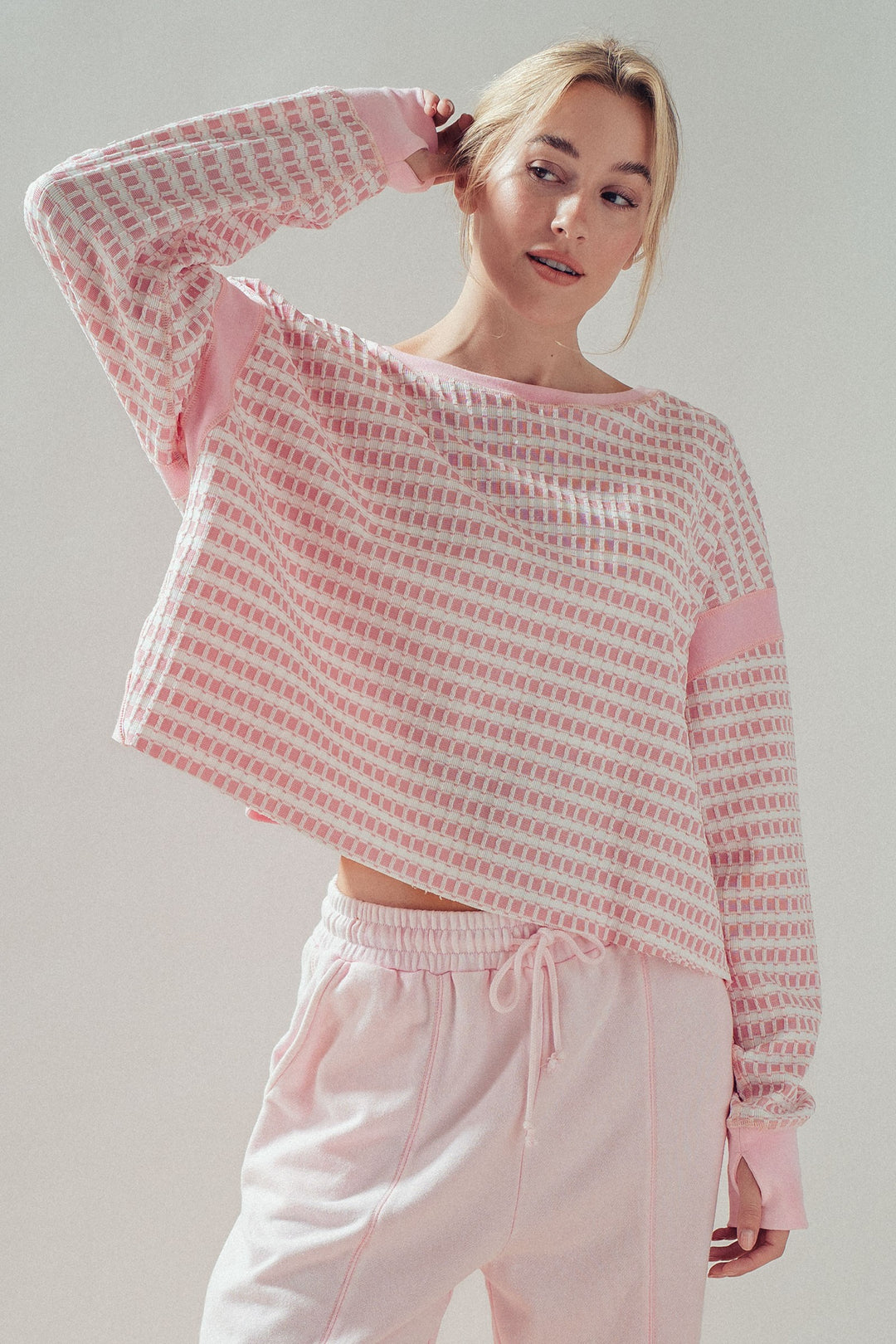 reversible back cross detail pullover - ivory pink (additional view)