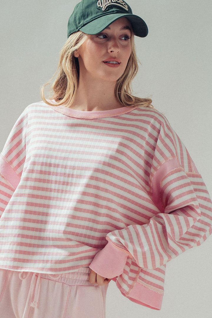 reversible back cross detail pullover - ivory pink (additional view)