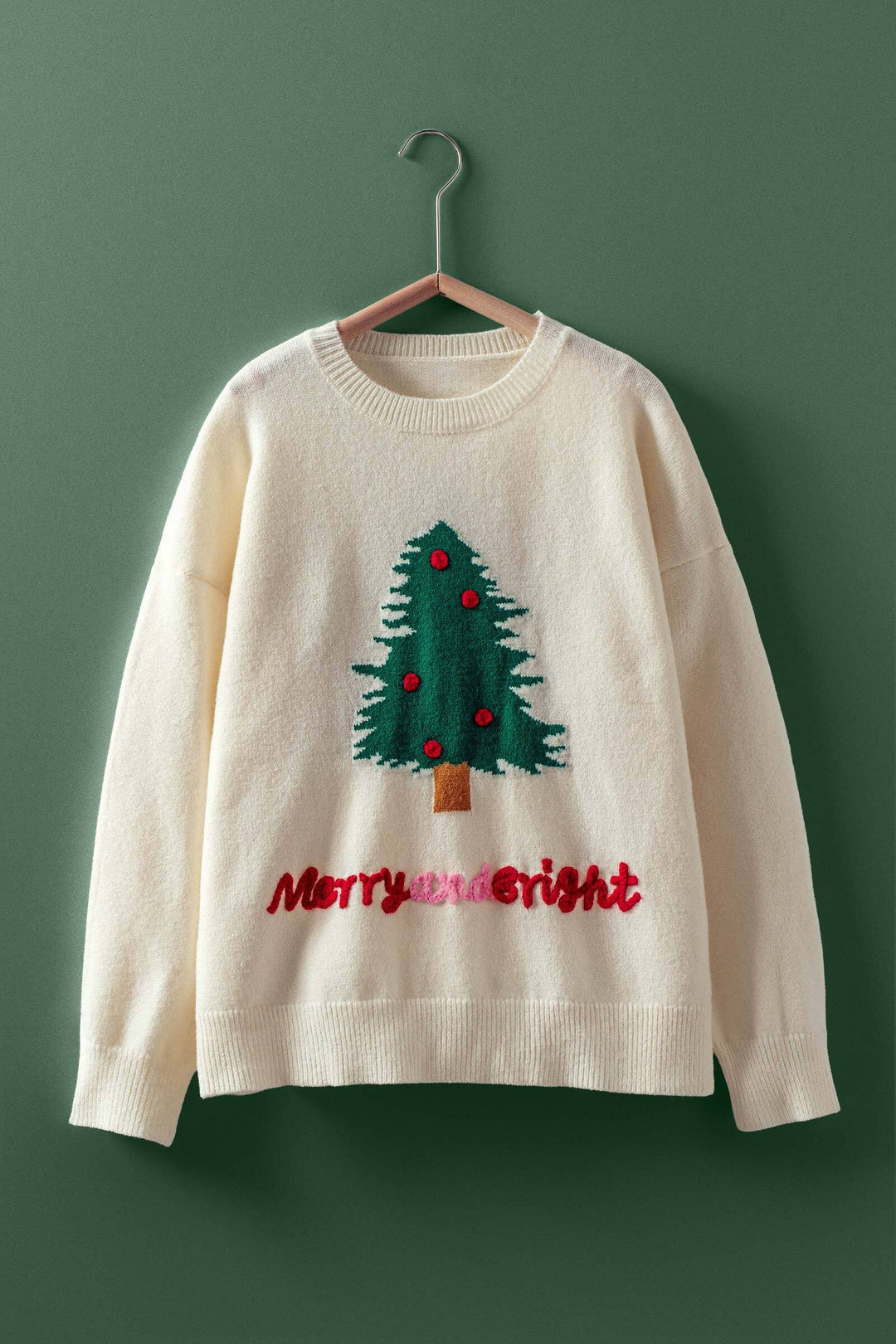 and bright holiday knit sweater - ivory
