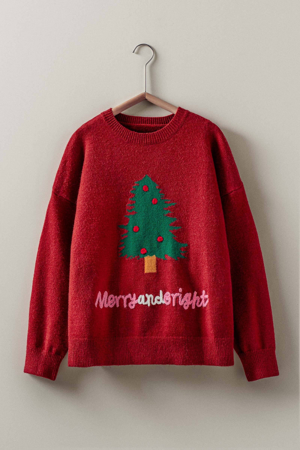 and bright holiday knit sweater - red