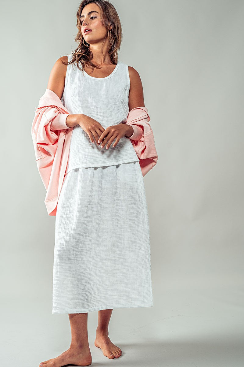 F Vintage Washed Breezy Cotton Gauze Midi Skirt, additional view