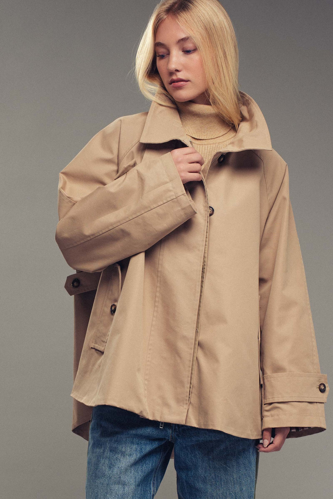 modern trench jacket - khaki (additional view)