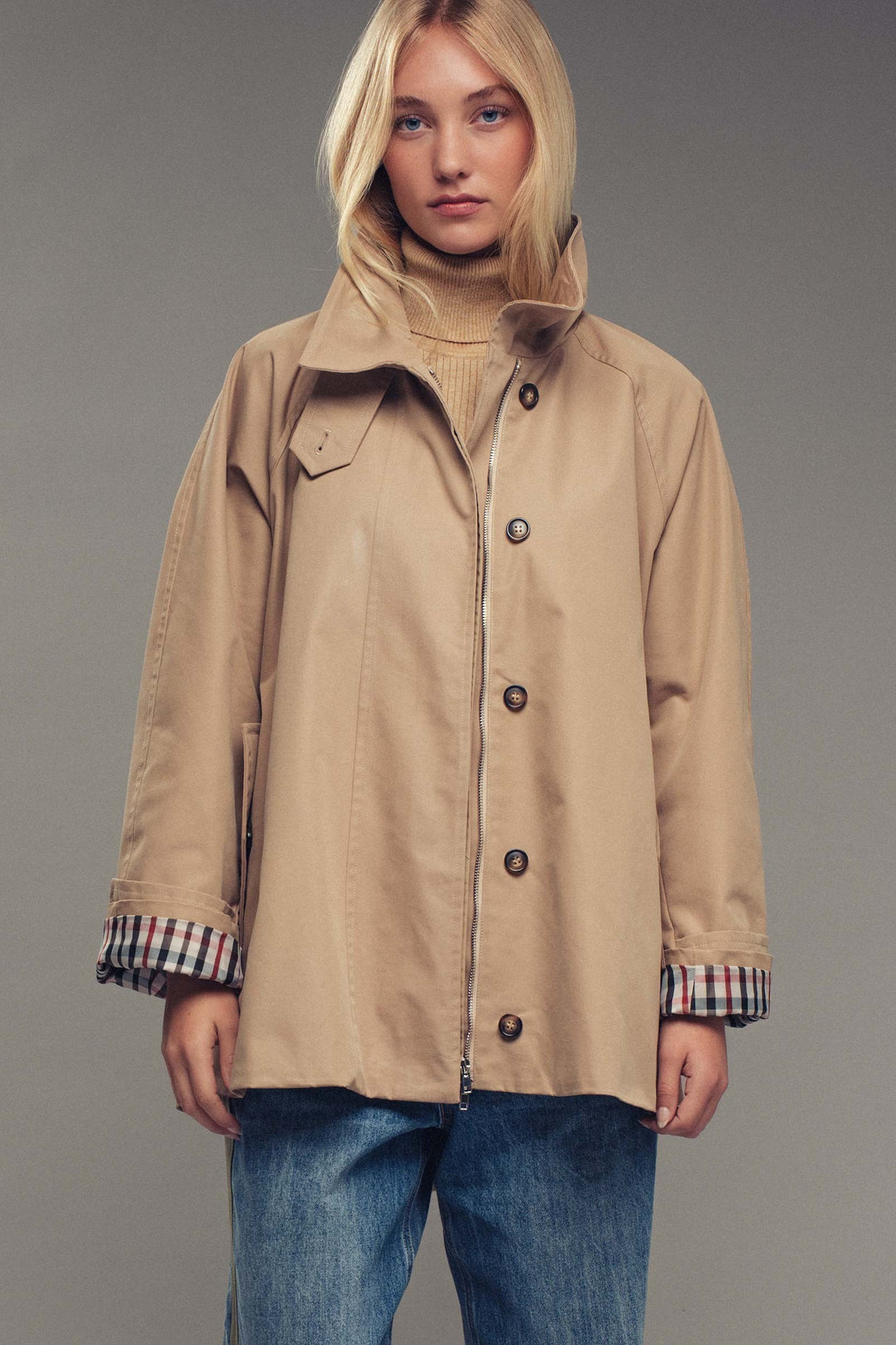 modern trench jacket - khaki (additional view)