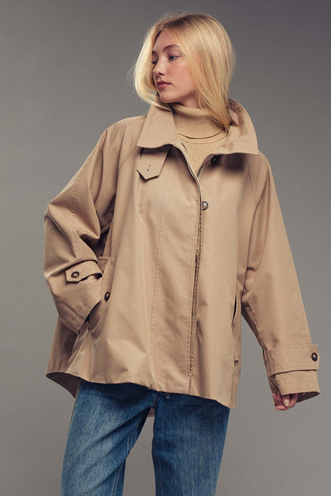 modern trench jacket - khaki (additional view)
