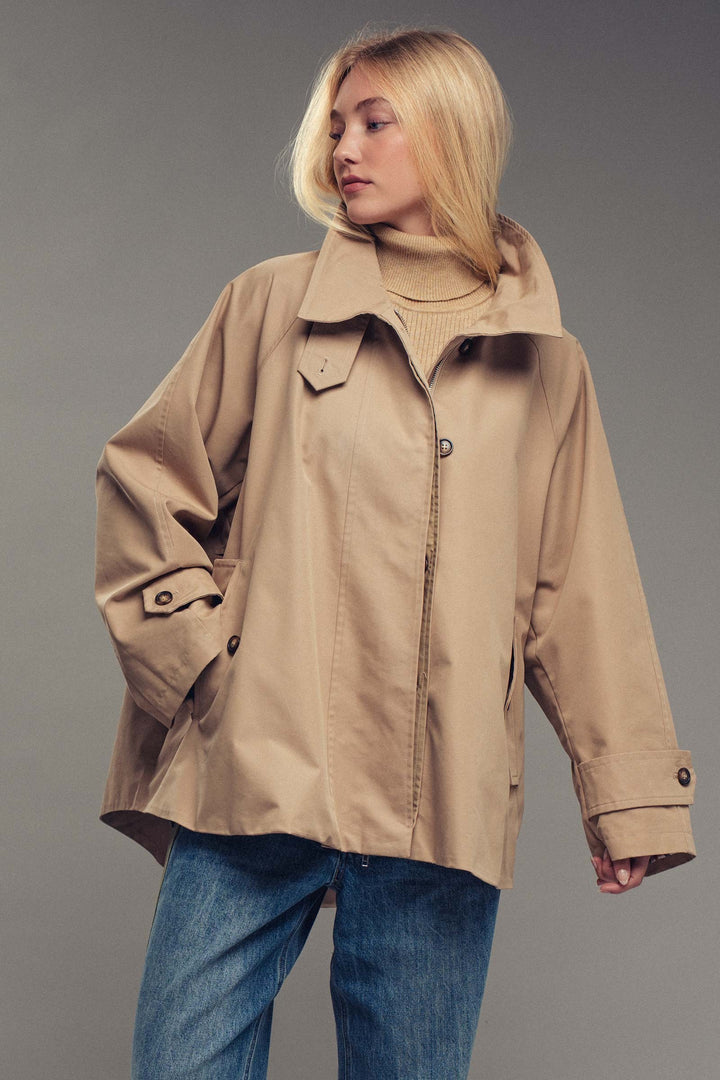 modern trench jacket - khaki (additional view)