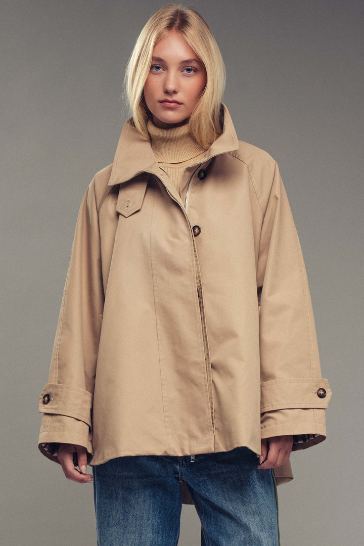 modern trench jacket - khaki (additional view)