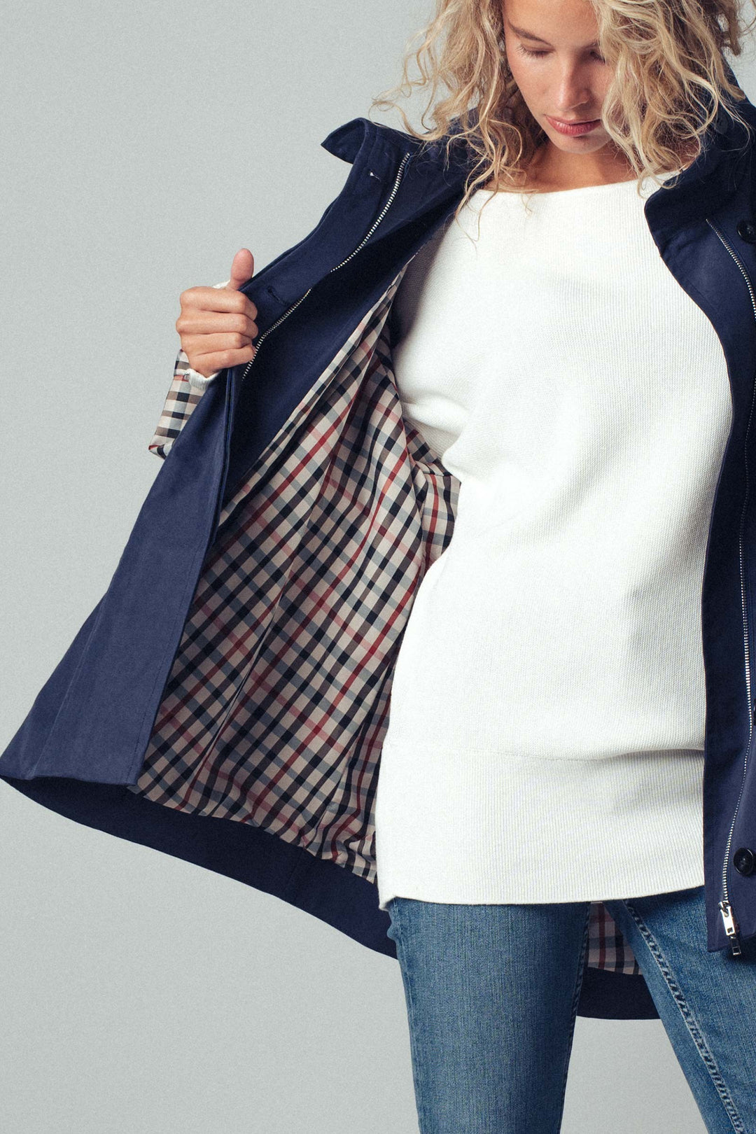 modern trench jacket - navy (additional view)