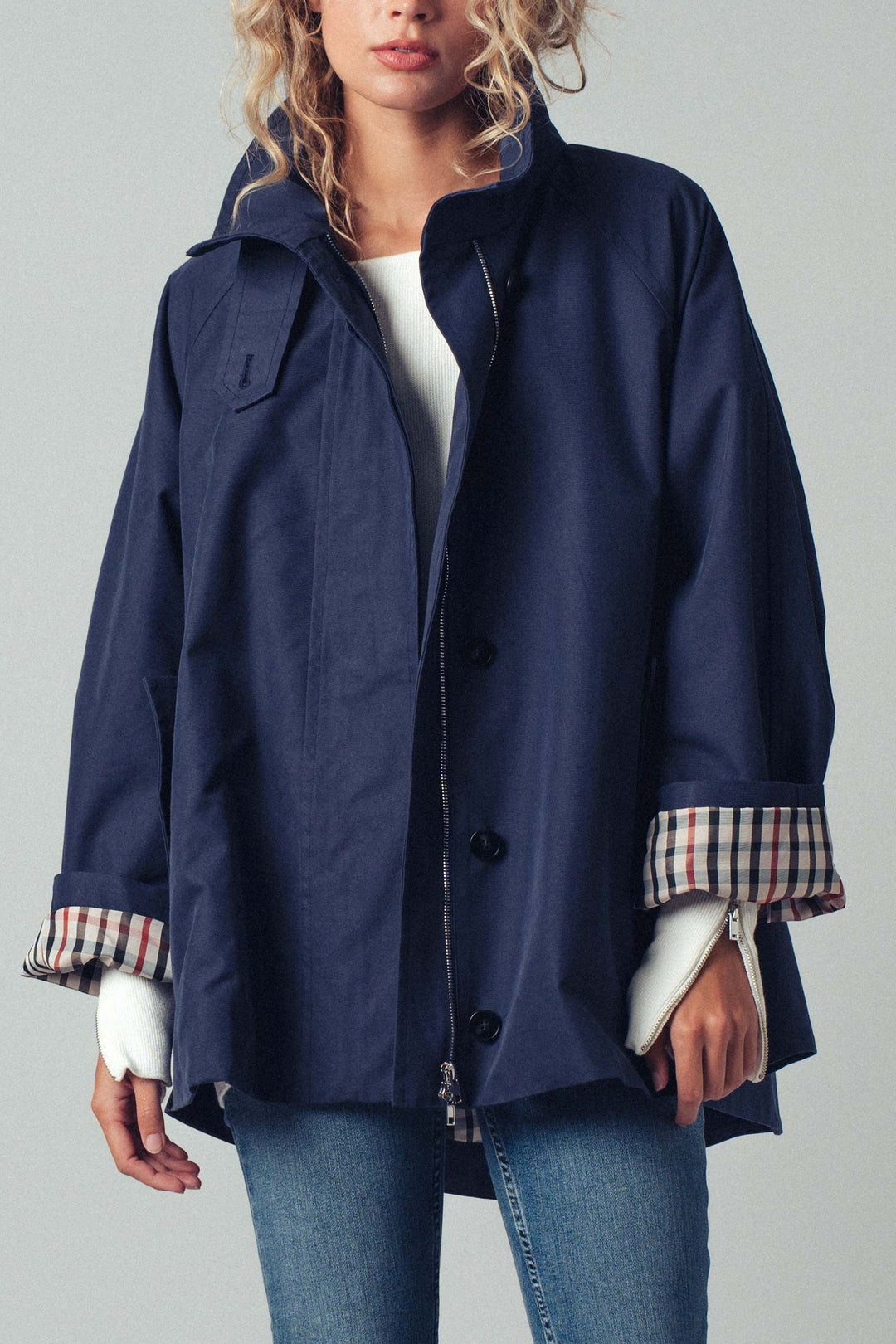 modern trench jacket - navy (additional view)