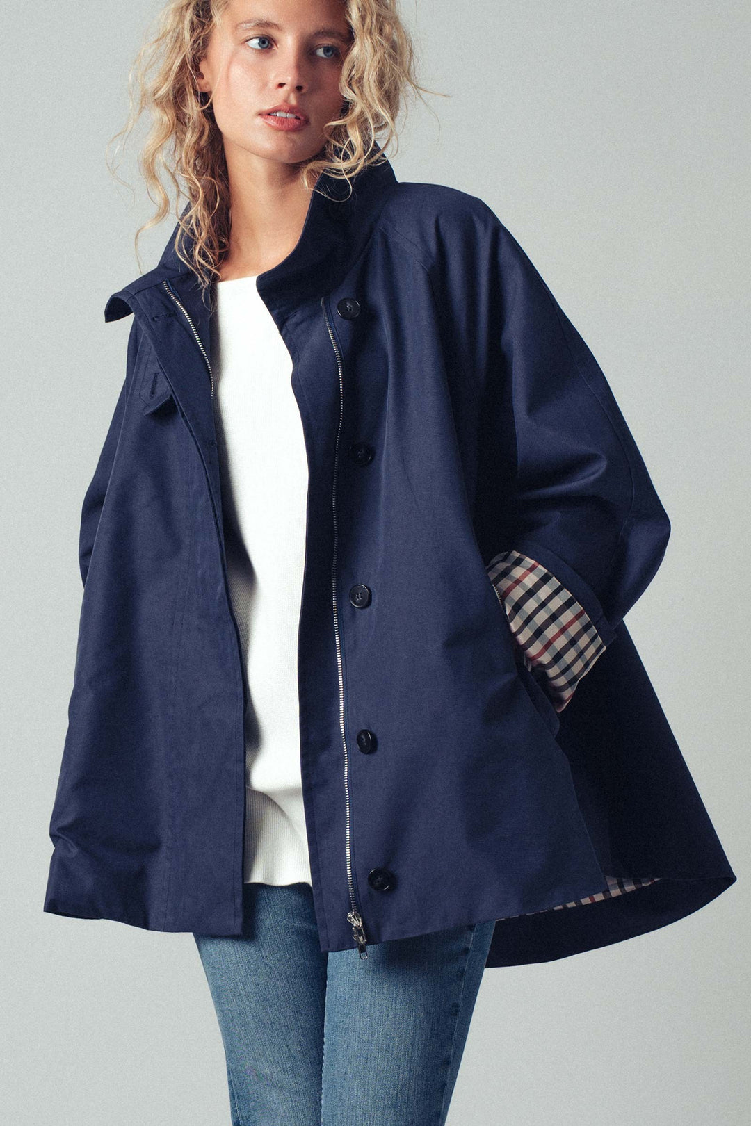 modern trench jacket - navy (additional view)