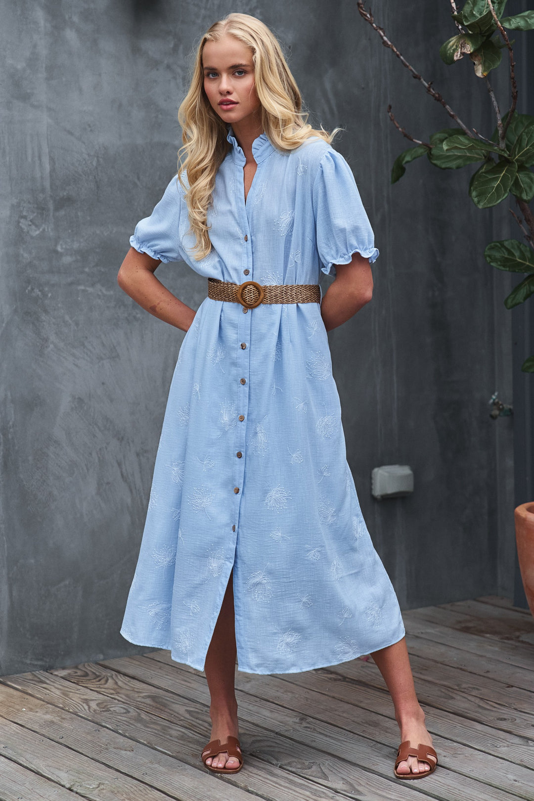 embroidered shirt dress - blue (additional view)