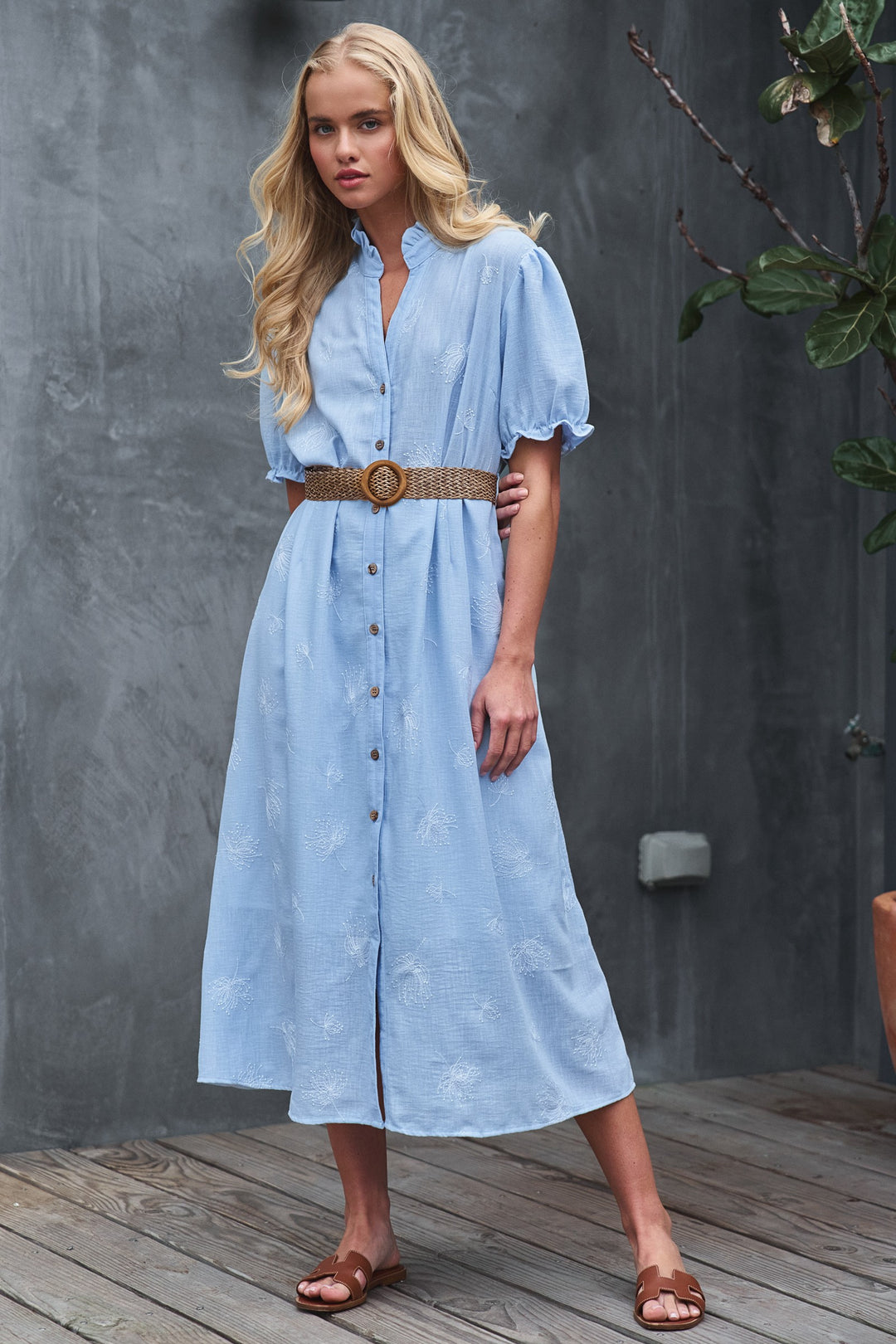 embroidered shirt dress - blue (additional view)