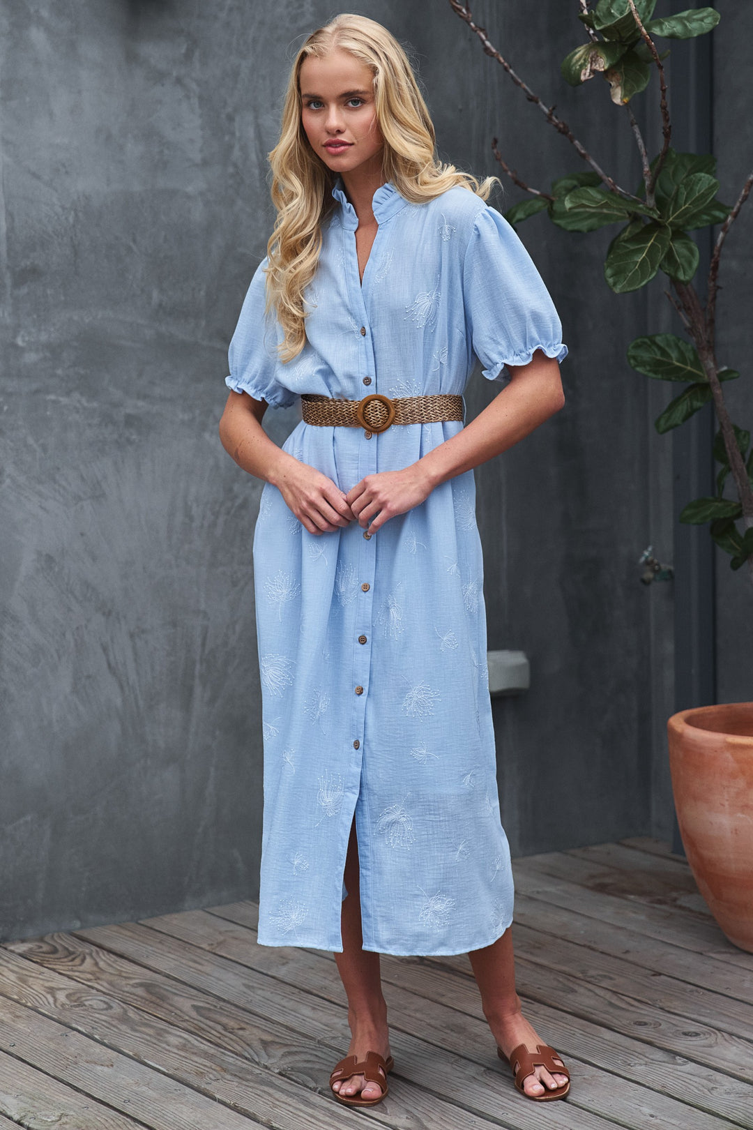 embroidered shirt dress - blue (additional view)