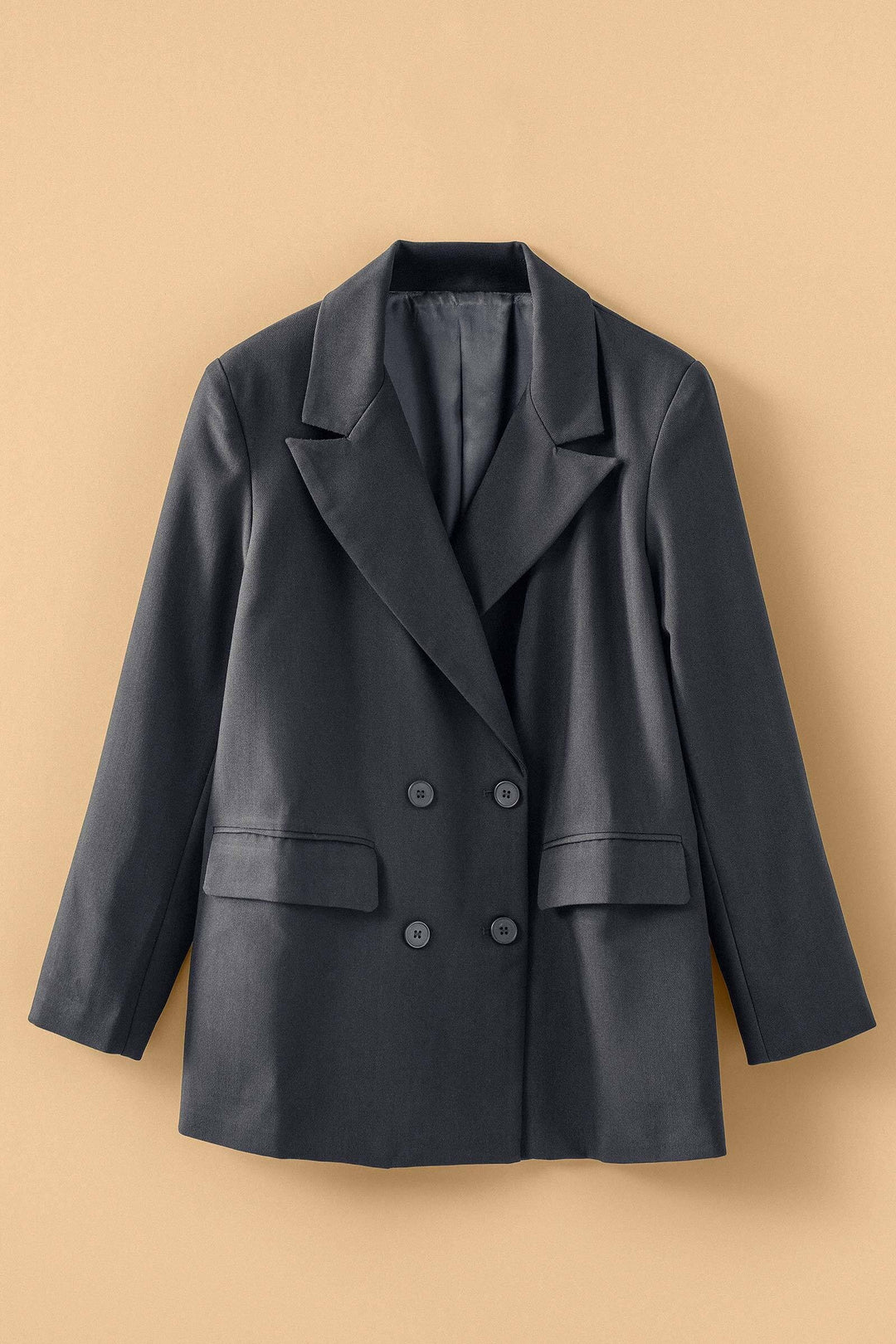 oversized double breasted blazer - black