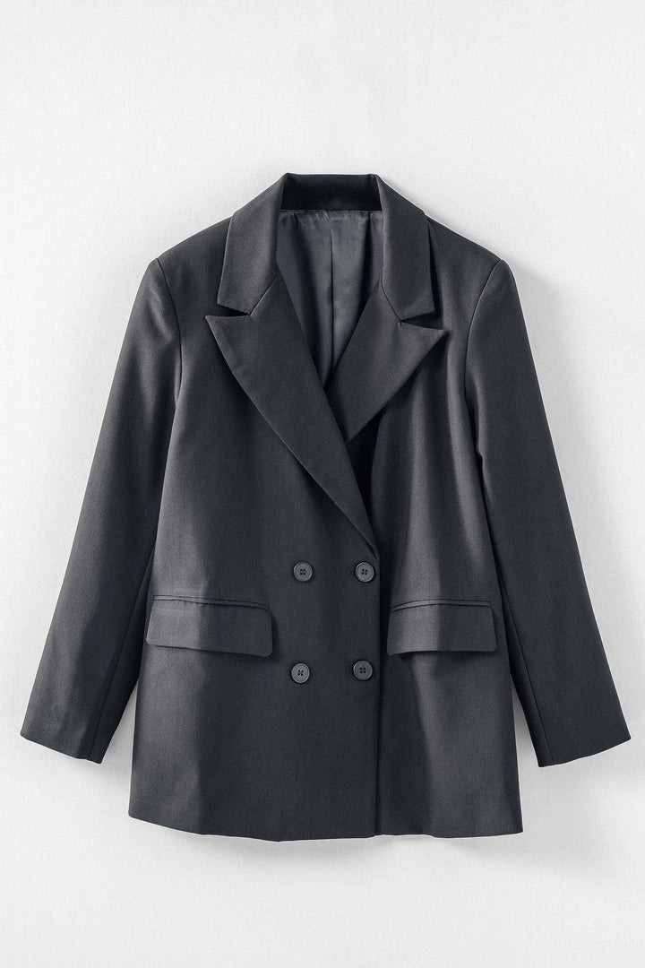 oversized double breasted blazer - black (additional view)