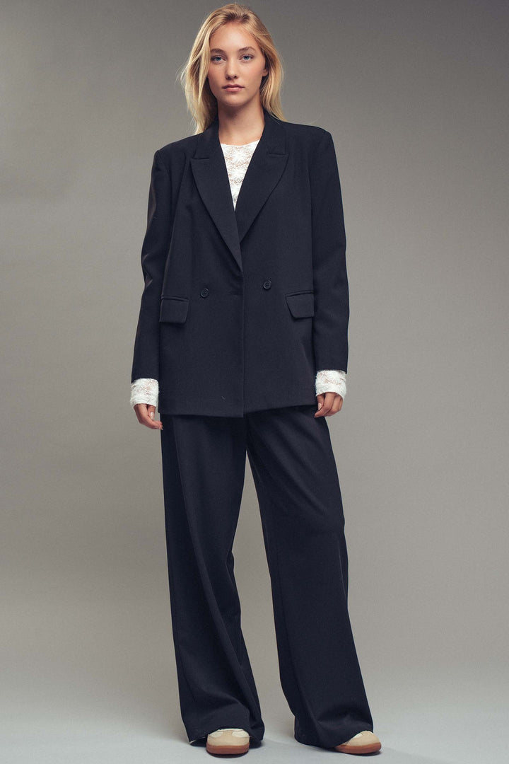 oversized double breasted blazer - black (additional view)