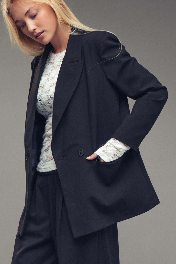 oversized double breasted blazer - black (additional view)