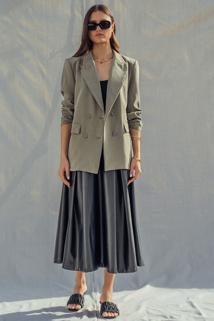 oversized double breasted blazer - olive