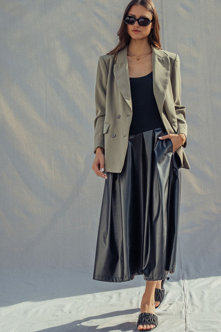 oversized double breasted blazer - olive (additional view)