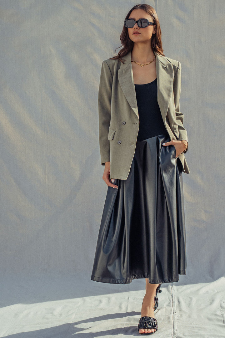 oversized double breasted blazer - olive (additional view)