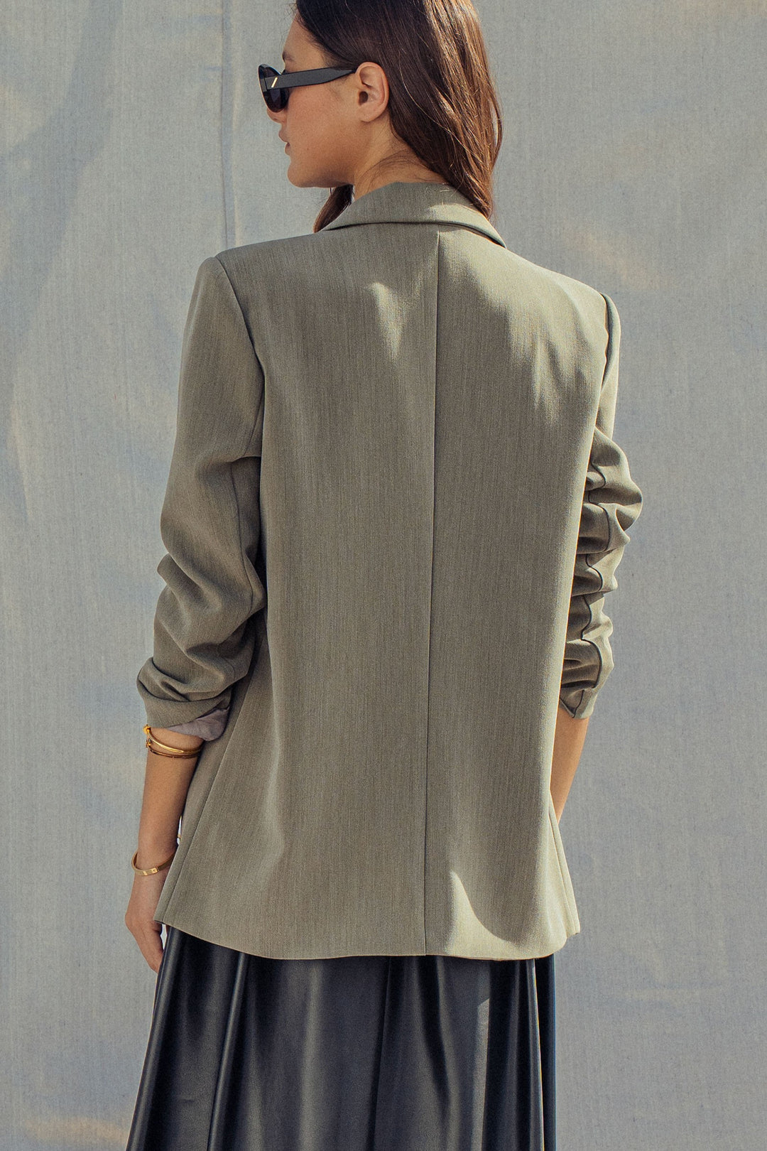 oversized double breasted blazer - olive (additional view)