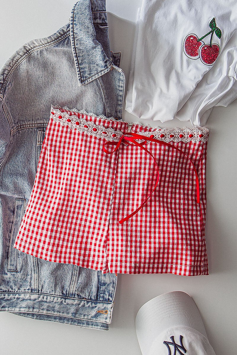 cottage charm gingham shorts - default