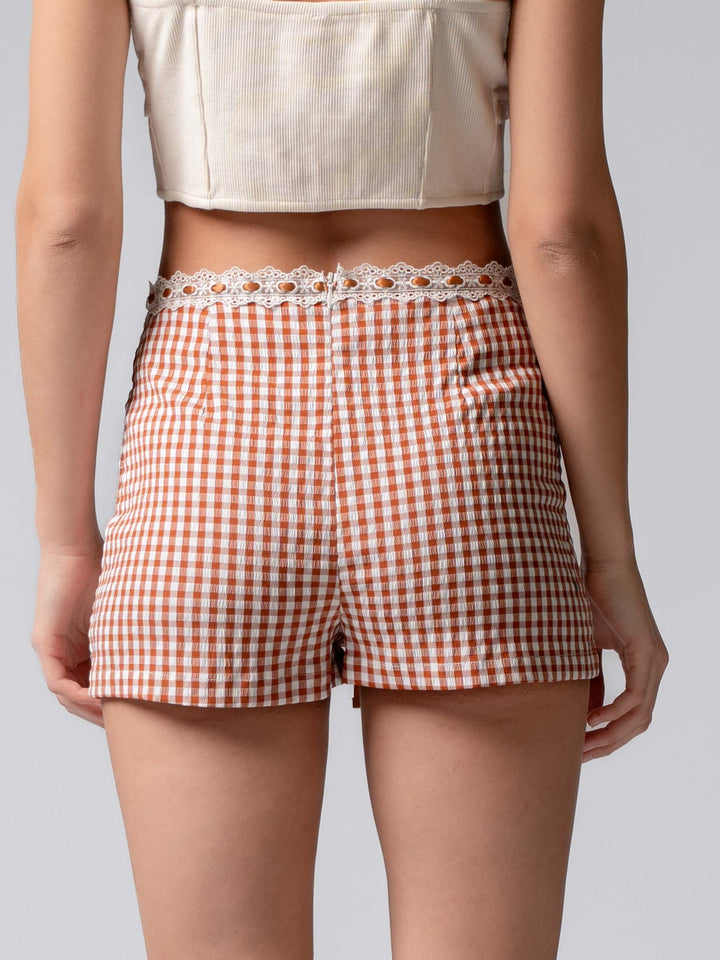 cottage charm gingham shorts - brown (additional view)
