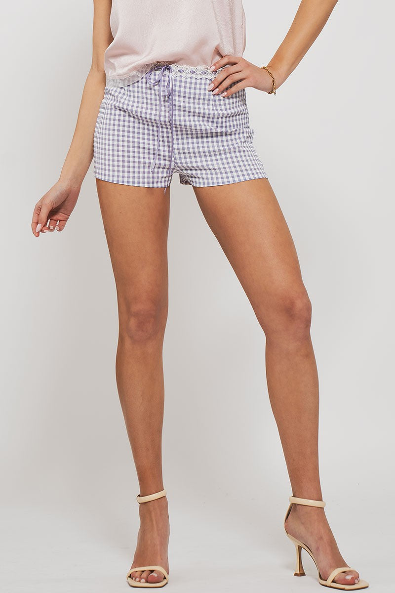 cottage charm gingham shorts - lavender (additional view)