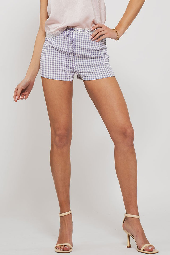 cottage charm gingham shorts - lavender (additional view)