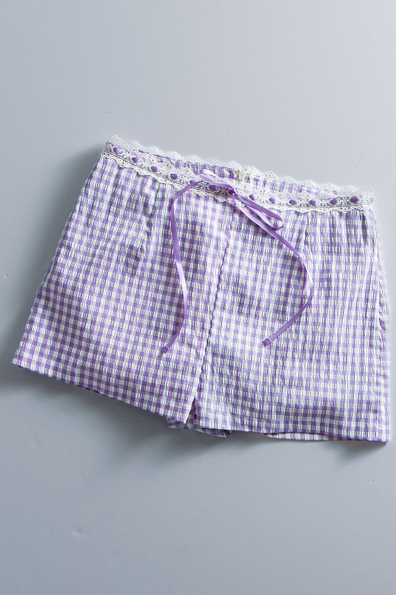 cottage charm gingham shorts - lavender (additional view)