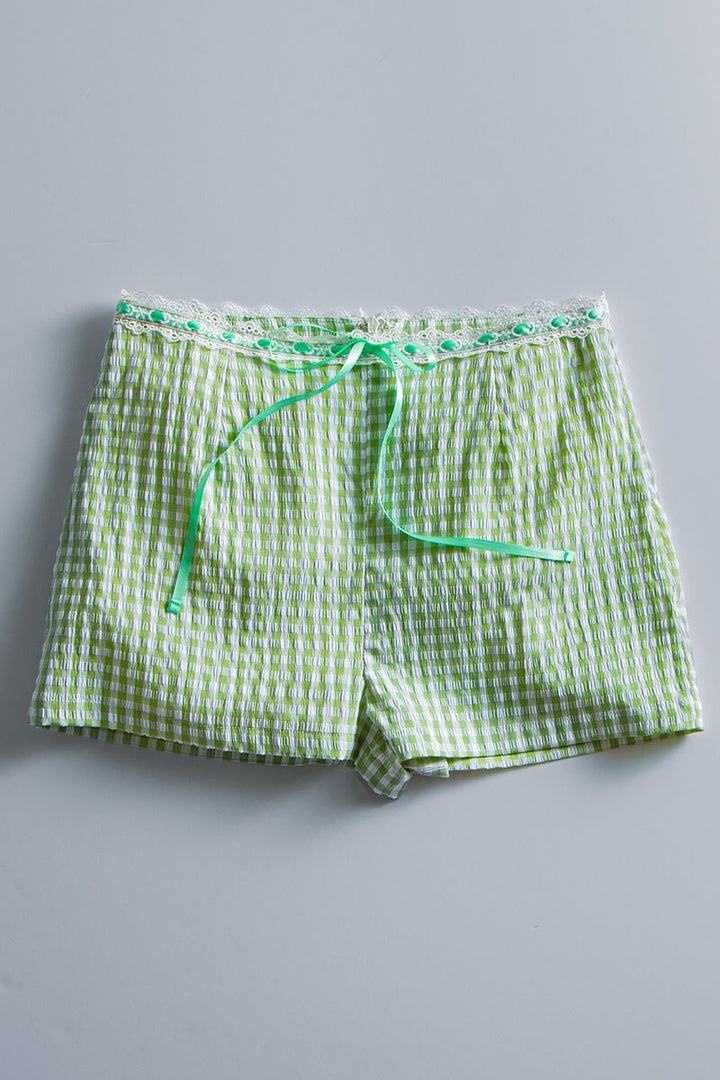 cottage charm gingham shorts - sage (additional view)