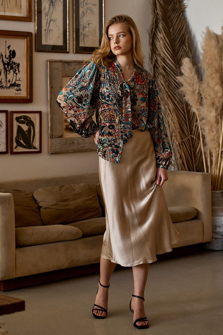 velvet paisley print blouse - multi