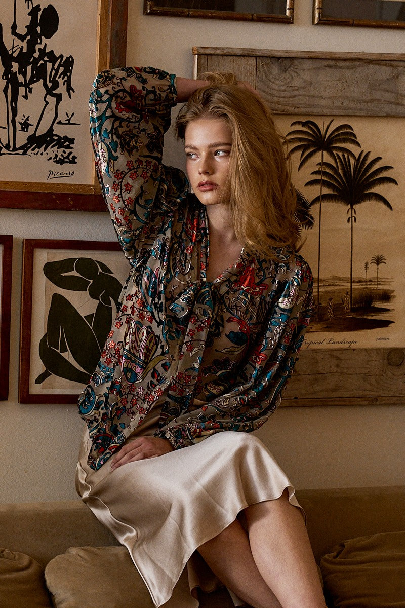 velvet paisley print blouse - multi (additional view)