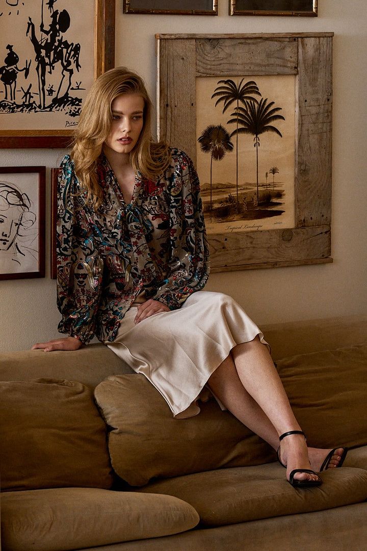 velvet paisley print blouse - multi (additional view)