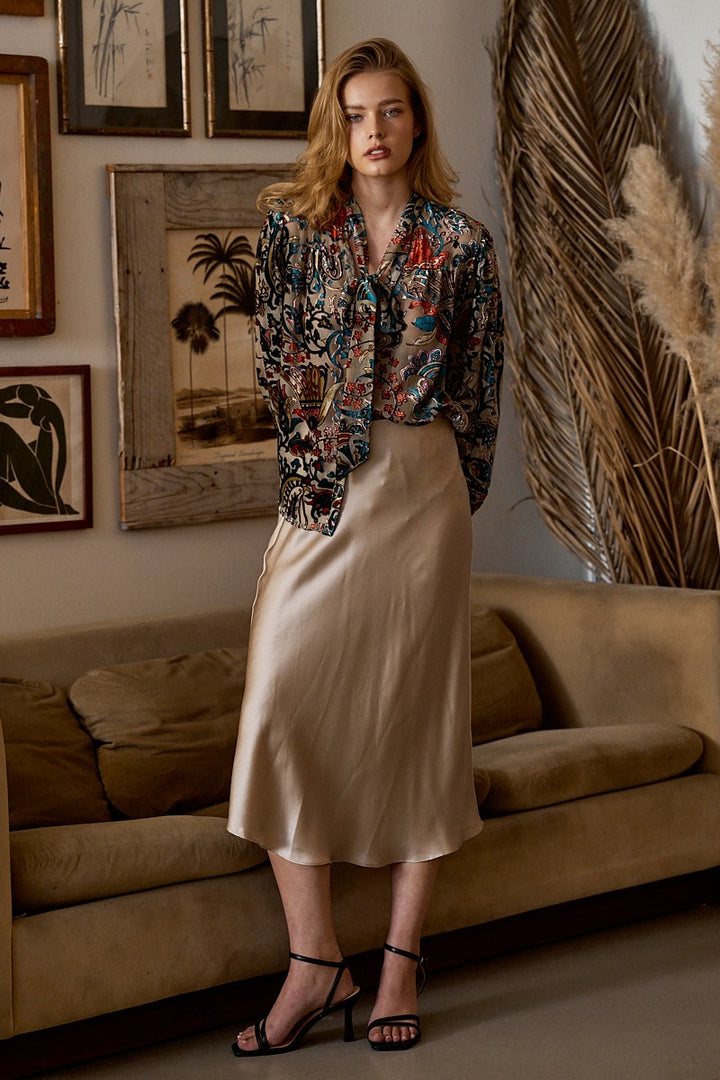 velvet paisley print blouse - multi (additional view)