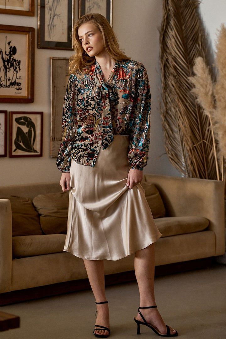 velvet paisley print blouse - multi (additional view)