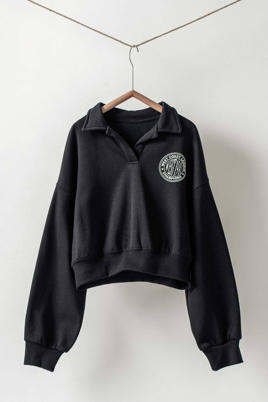 Collared Graphic Cropped Sweatshirt, additional view