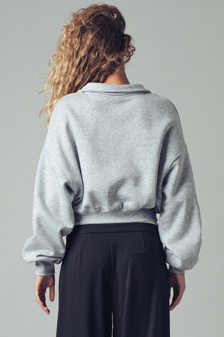 Collared Graphic Cropped Sweatshirt, additional view