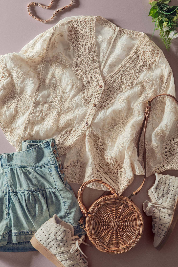 golden hour crochet kimono - natural (additional view)